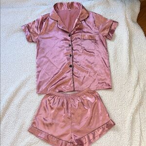 Satin Pink Pajama Set for Women